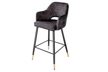Design barkruk PARIS grijs fluweel met decoratieve quilting, Ophalen of Verzenden, Nieuw