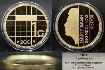 Nederland. 1 Gulden 2001 - de Gouden Gulden - zonder, Postzegels en Munten