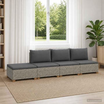 vidaXL 4 st Rieten Loungeset met Kussens GENDT Natuurlijk, 4 zitplaatsen, Nieuw, Loungeset, Verzenden