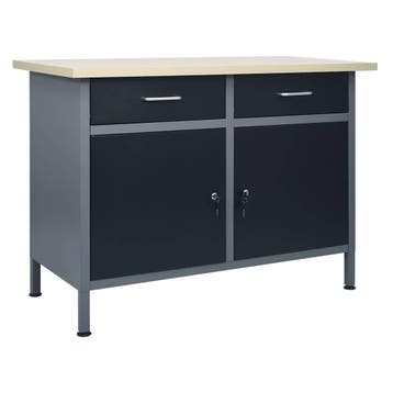 vidaXL Werkbank 120x60x85 cm staal zwart, Verzenden, Nieuw