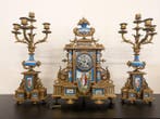 Klok en garnituur set (3) - Antimonio, Porselein - 1850-1900