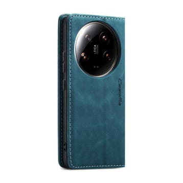 CaseMe book case leer - Xiaomi 14 Ultra - blauw, Verzenden, Nieuw