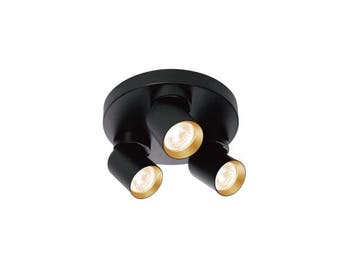Veiling - 2x Rond GU10 Opbouwspot Armatuur triple zand zwart, Nieuw
