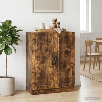 vidaXL Dressoir Gerookt eiken 66 x 34,5 x 87 cm Bewerkt hout, Verzenden, Nieuw, Overige houtsoorten, Minder dan 50 cm