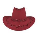 Cowboyhoed - Western hoed met stiksel onesize - Donker Rood, Nieuw
