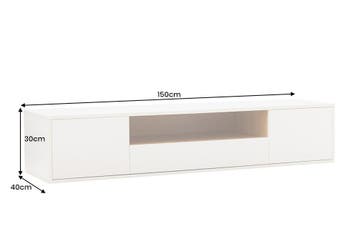 TV-bord LOFT 150 cm hangend wit naturel - 47813, Ophalen of Verzenden, Nieuw