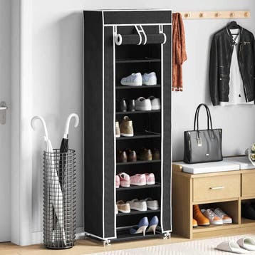 vidaXL Schoenenkast met hoes 57x29x162 stof zwart, Verzenden, Nieuw