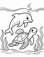 Schattige kleurplaten van zeedieren Direct te downloaden, Nieuw, Papier, Schets- of Tekenboek