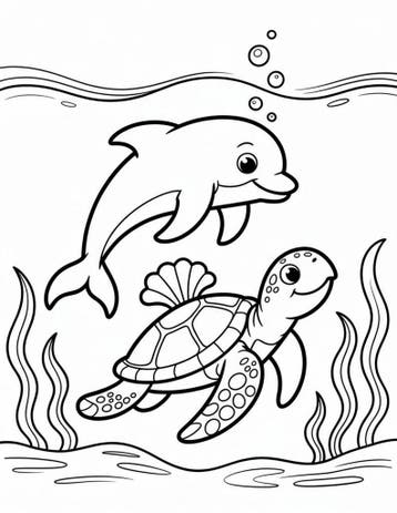Schattige kleurplaten van zeedieren Direct te downloaden, Hobby en Vrije tijd, Tekenen, Nieuw, Papier, Schets- of Tekenboek