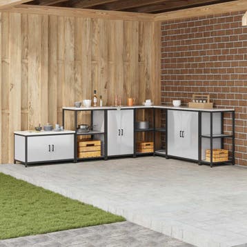 vidaXL Keukenopslag Kast HATTEM Zilverkleurig 60 x 50 x 92, Verzenden, Nieuw, Zilver