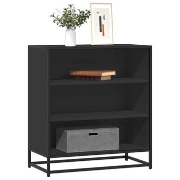 vidaXL Dressoir 68x35x76 cm bewerkt hout en metaal zwart, Verzenden, Nieuw, Overige houtsoorten