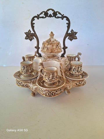 capodimonte - Koffieservies (14) - Keramiek, Brons
