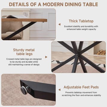 Moderne Rechthoekige Eettafel 140x80cm met Zwart Metalen Ond, Verzenden, Nieuw