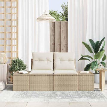 vidaXL Tuinbank met kussen Beige 184 x 62 x 69 cm poly, Verzenden, Nieuw