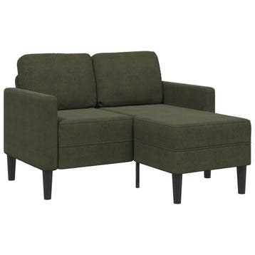 vidaXL 2-zitsbank met chaise longue, L-vormig, legergroen,, Verzenden, Nieuw, Tweepersoons, Leer