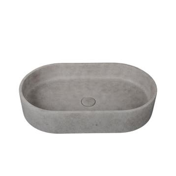 Waskom Clea 60x35x12cm beton ovaal donker grijs inclusief, Verzenden, Nieuw