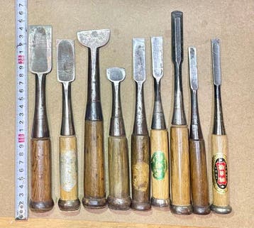 Werkgereedschap (9) - 9 gebruikte Japanse beitels
