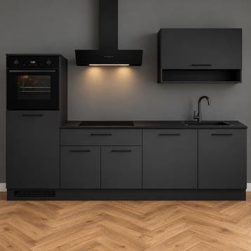 Nieuwe keuken compleet met apparatuur 260cm breed, Verzenden, Zwart, Nieuw, Enkelwandige keuken