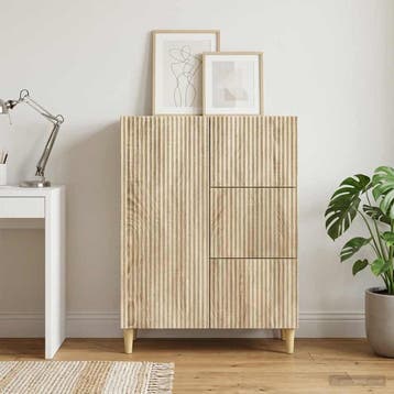 vidaXL Dressoir met lade Sonoma Eiken 66 x 34,5 x 90 cm, Huis en Inrichting, Kasten | Dressoirs, Verzenden, Nieuw, Overige houtsoorten