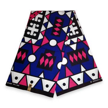 Afrikaanse print stof - Blauw Roze Samakaka / Samacaca (Ango, Ophalen of Verzenden, Nieuw