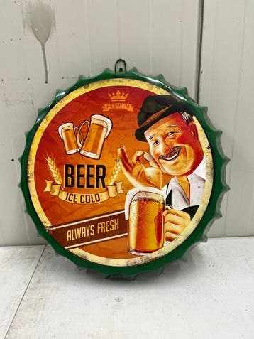 Reclamebord - XXL Beer Ice Cold – Metalen reclamebord –