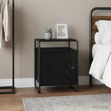 vidaXL Nachtkastje Zwart eiken Bewerkt hout, Huis en Inrichting, Slaapkamer | Nachtkastjes, Minder dan 45 cm, Verzenden, Nieuw