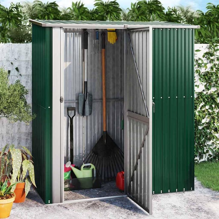 vidaXL Tuinhuis Groen 180,5x97x209,5 cm Gegalvaniseerd Staal, Tuin en Terras, Tuinhuizen, Nieuw, Verzenden