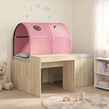 vidaXL Bed met Tunnel 3 st Sonoma eiken en roze Bewerkt hout, Verzenden, Nieuw, Bruin, Hout