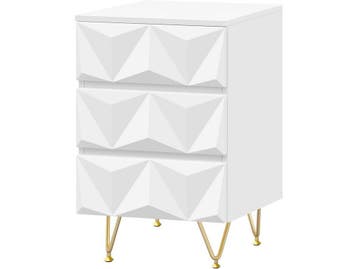 Eugad Nachtkastje - 3 Lades - Modern 3D Design - Wit met, Verzenden, Nieuw