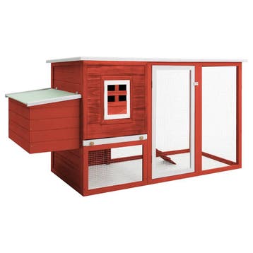 vidaXL Kippenhok met nachthok hout rood, Dieren en Toebehoren, Knaagdieren en Konijnen | Hokken en Kooien, Verzenden, Nieuw