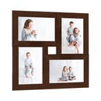 vidaXL Fotolijst voor 4x(10x15 cm) foto MDF donkerbruin, Verzenden, Nieuw