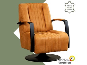 Leren draaifauteuil Galaxy - Kenia Cognac (cognac) -, Nieuw, Ophalen of Verzenden, 50 tot 75 cm, Industrieel, Modern