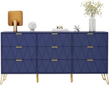 Commode - Dressoir - Ladekast - 150x34x74 cm - Marineblauw -, Verzenden, Zo goed als nieuw