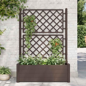 vidaXL Plantenbak met latwerk 100x43x142 cm PP mokka, Kunststof, 100 cm of meer, Verzenden, Nieuw