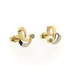 Tricolor gouden oorstekers met zirconia (Oorbellen), Sieraden, Tassen en Uiterlijk, Oorbellen, Gebruikt, Overige kleuren, Ophalen of Verzenden