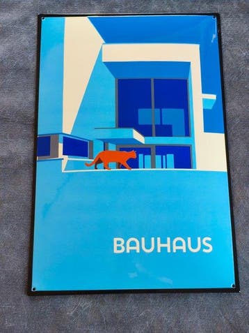 Bauhaus - enamel sign BAUHAUS Katze Emailschild Emaille