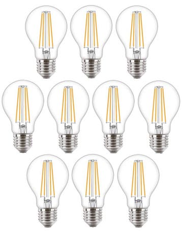 10 stuks Philips LED lamp E27 7W 806lm 2700K Helder Niet-..., Ophalen of Verzenden, Nieuw