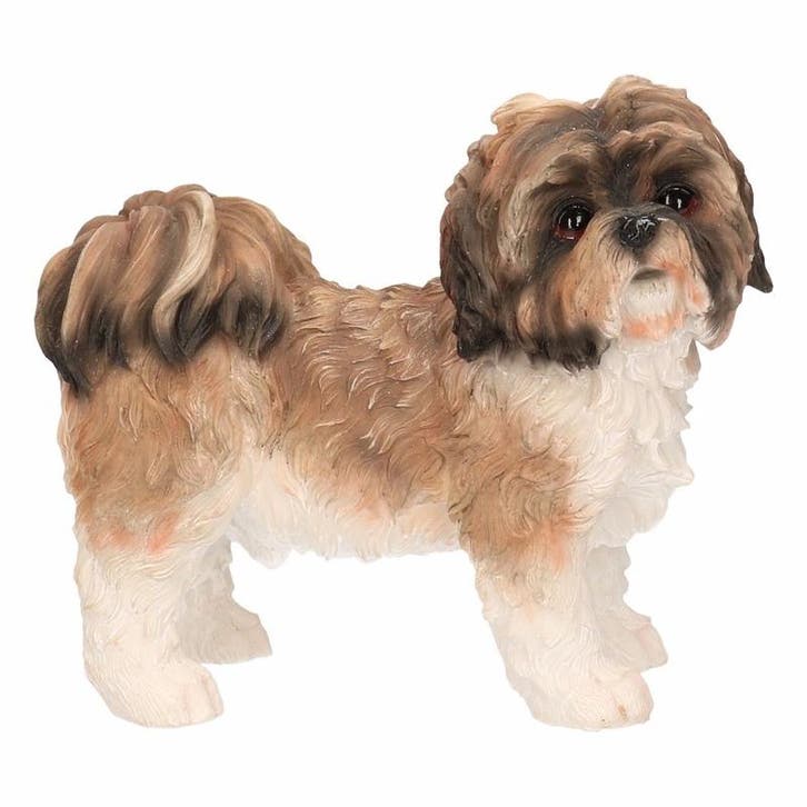 Beeldje schoothondje Shih Tzu bruin/wit11 cm - Beeldjes, Verzamelen, Beelden en Beeldjes, Ophalen of Verzenden