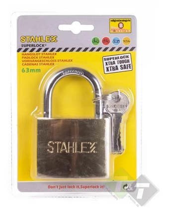 Hangslot Stahlex, 63mm, Hoogte 44mm, Breedte 54mm, Dikte 10., Ophalen of Verzenden, Nieuw