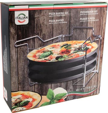 Pizzaplaat bakset met 3 bakplaten 29 cm - Pizza rek 3-delig, Verzenden, Nieuw