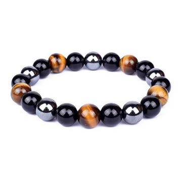 Triple Protection kralen mannenarmband, Overige materialen, Bruin, Verzenden, Nieuw