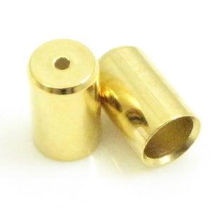 1 x DQ metaal eindkap goud kleur ca. 5 x 3mm Ø3mm, 1,3mm..., Ophalen of Verzenden, Nieuw, Draad