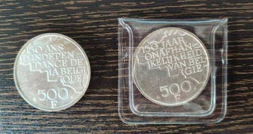 België. Boudewijn I. 500 Francs 1980, 2 x Coins (Zonder