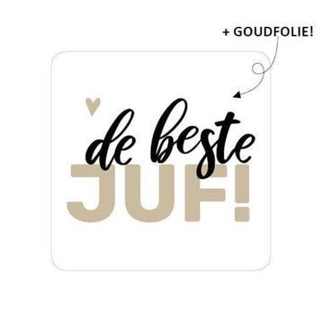 10 x Wensetiket 40x40mm - De beste juf!, Ophalen of Verzenden, Nieuw