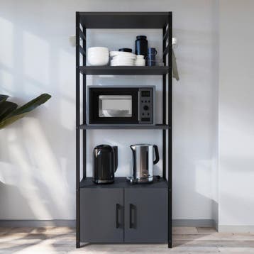 Keukenkast Arhuni 139x56x30 cm zwart en antraciet [en.casa], Huis en Inrichting, Keuken | Keukenelementen, Verzenden, Nieuw