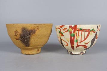 Takauchi Shugo  (b.1937) - Chawan (2) - Steengoed -