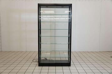 Zwarte vitrinekast met glazen legplanken, Ophalen of Verzenden, Nieuw
