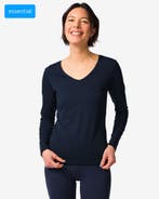 HEMA Dames T-shirt slim fit v-hals donkerblauw 2 voor 24.99, Verzenden, Nieuw