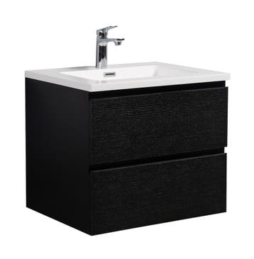 Badkamermeubel Set Angela 60cm Zwart Houtnerf Badmeubel, Verzenden, Nieuw, Wastafelkast