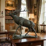 sculptuur, Large Deer on a Rock - 18 kg - 75 cm - Brons